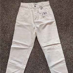 NWT Zara US 4 White High Waisted Mom Jean